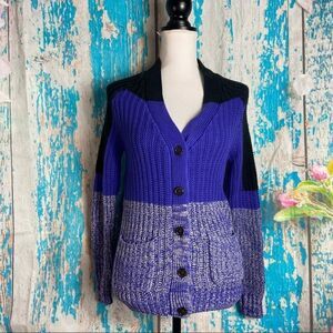 BDG Blue & Black Color Block CardiganSize Small